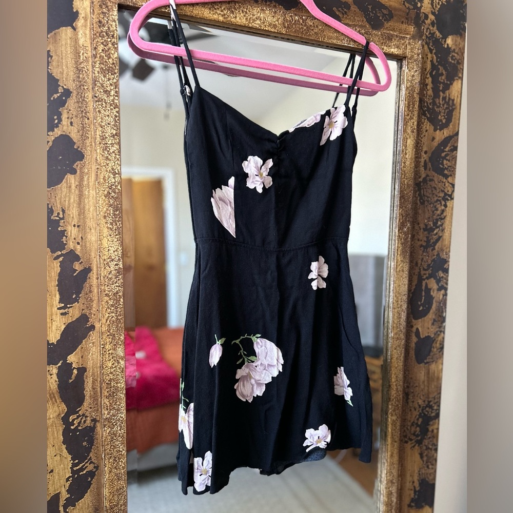 Reformation Black Floral Mini Dress